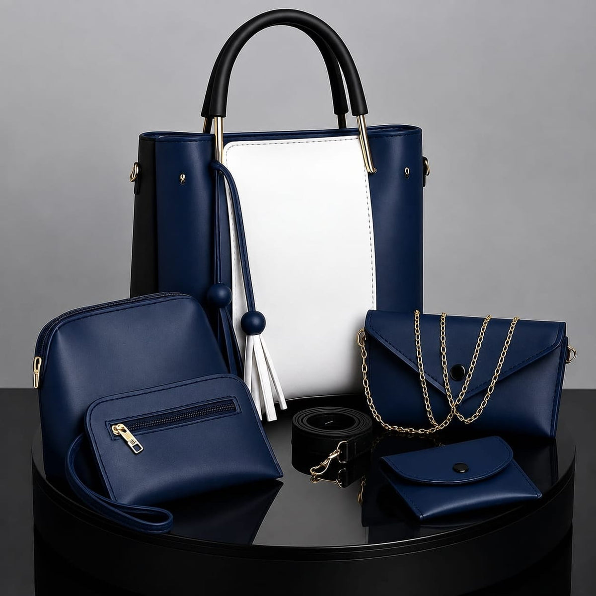 5-PCS PREMIUM SOFT LEATHER  HANDBAGS
