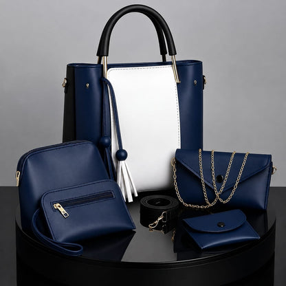 5-PCS PREMIUM SOFT LEATHER  HANDBAGS