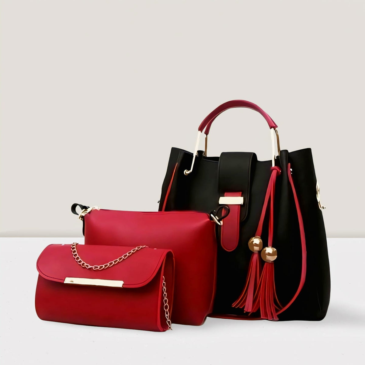 3-PCS PREMIUM SOFT LEATHER HANDBAGS