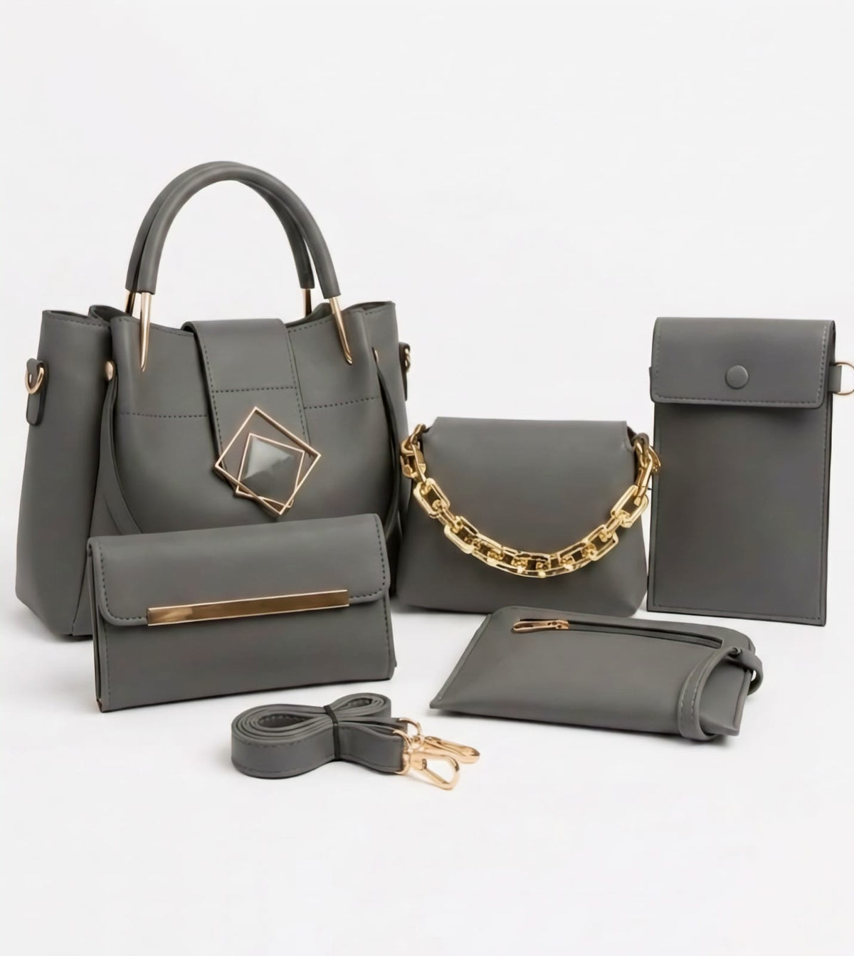 5-PCS PREMIUM SOFT LEATHER  HANDBAGS