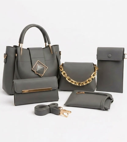 5-PCS PREMIUM SOFT LEATHER  HANDBAGS