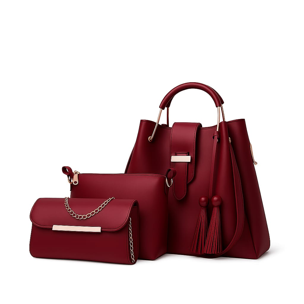 3-PCS PREMIUM SOFT LEATHER  HANDBAGS