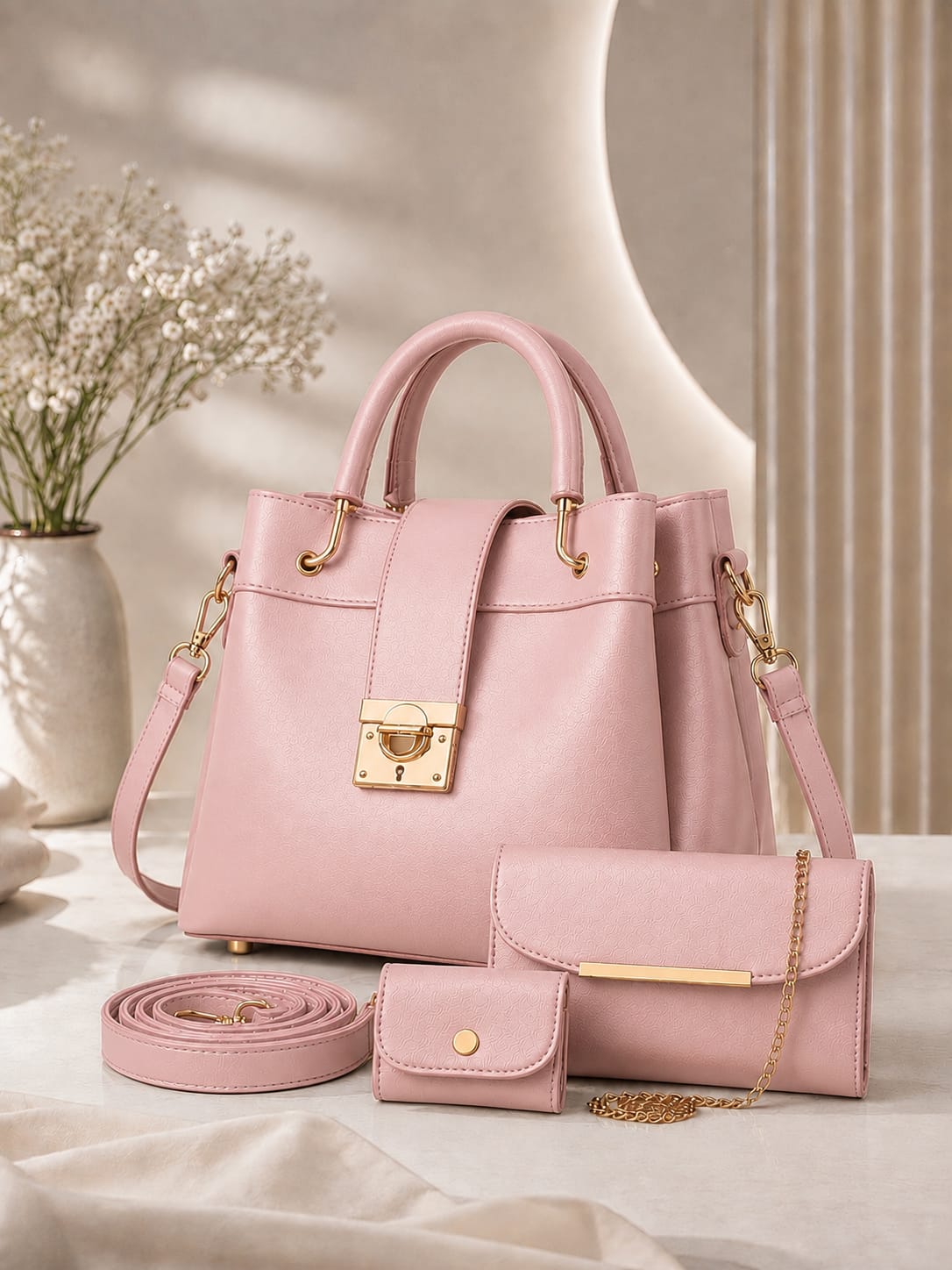 3-PCS PREMIUM SOFT LEATHER  HANDBAGS