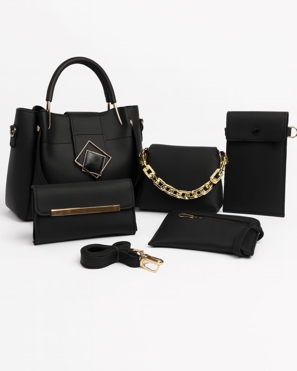 5-PCS PREMIUM SOFT LEATHER  HANDBAGS